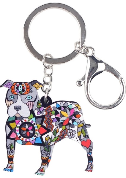Mavi Stil Kadın Kızlar Için Akrilik Boston Terrier Pit Bull Köpek Anahtarlık Yüzük Moda Hayvan Takı Anahtarlıklar Çanta Cüzdan Kolye (Yurt Dışından) fırsatları