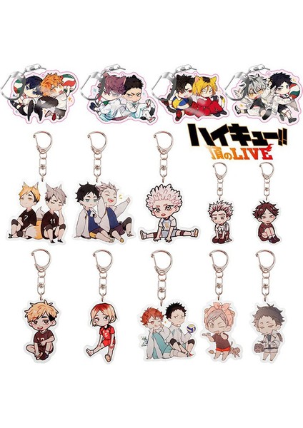 H01 Anime Haikyuu Sevimli Şeffaf Akrilik Voleybol Karasuno Nekoma Anime Karasuno Lisesi Kaderi Savaşı Anahtarlık Anime Kolye Anahtarlık (Yurt Dışından) fiyatları