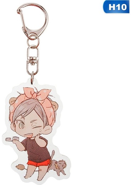 H01 Anime Haikyuu Sevimli Şeffaf Akrilik Voleybol Karasuno Nekoma Anime Karasuno Lisesi Kaderi Savaşı Anahtarlık Anime Kolye Anahtarlık (Yurt Dışından) modelleri
