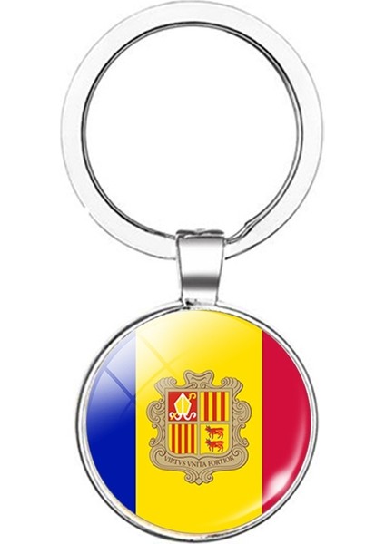 Gümüş Tarzı Andora Afganistan Bayrağı Çift Taraflı Anahtarlık(Yurt Dışından)