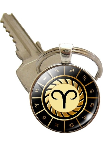 Gümüş Tarzı Koç Burcu Başak Terazi Akrep Yay Oğlak Kova Koç Boğa Ikizler Yengeç Aslan Anahtarlık Burç Sanat Resim Cam Kubbem Anahtarlık Moda Araba Anahtarlık (Yurt Dışından)