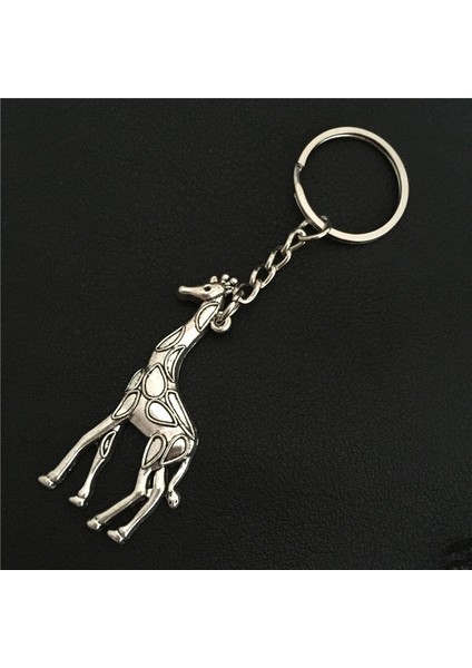 Yeni Gümüş Büyük Hayvanlar Zürafa Anahtarlık Halkası Sevimli Zürafa Anahtarlık Araç Anahtar Tutucu Kadın Kızlar El Çantası Zürafa Kolye (Yurt Dışından)