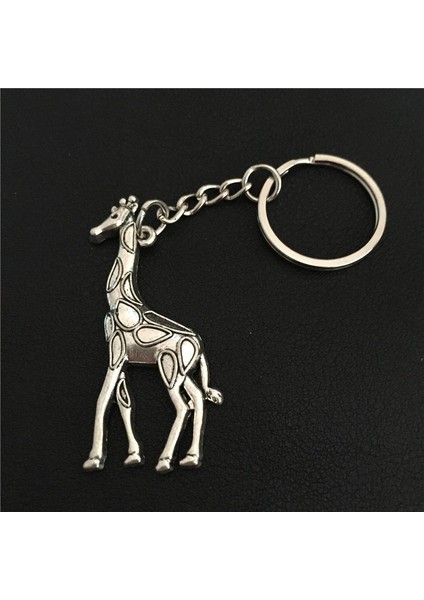 Yeni Gümüş Büyük Hayvanlar Zürafa Anahtarlık Halkası Sevimli Zürafa Anahtarlık Araç Anahtar Tutucu Kadın Kızlar El Çantası Zürafa Kolye (Yurt Dışından) modelleri