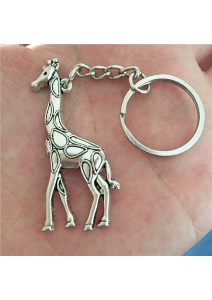 Yeni Gümüş Büyük Hayvanlar Zürafa Anahtarlık Halkası Sevimli Zürafa Anahtarlık Araç Anahtar Tutucu Kadın Kızlar El Çantası Zürafa Kolye (Yurt Dışından) fırsatları