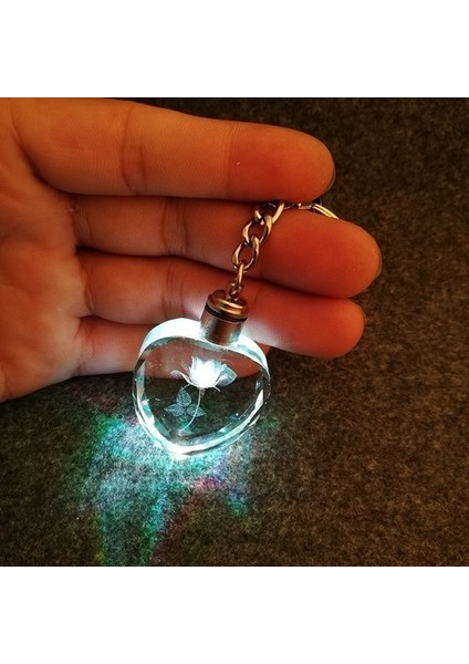 Kırmızı Stil 1 Adet Led Işıklı Kristal Anahtar Feneri Zinciri Anahtarlık Tutucu Tritium (Yurt Dışından)