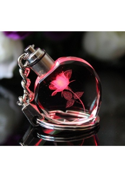 Kırmızı Stil 1 Adet Led Işıklı Kristal Anahtar Feneri Zinciri Anahtarlık Tutucu Tritium (Yurt Dışından) modelleri