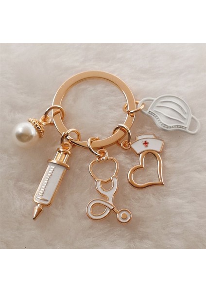 No.6 Boyutu Hemşire Tıbbi Kutu Tıbbi Anahtarlık Iğne Şırınga Steteskop Sevimli Anahtarlık Takı (Yurt Dışından)