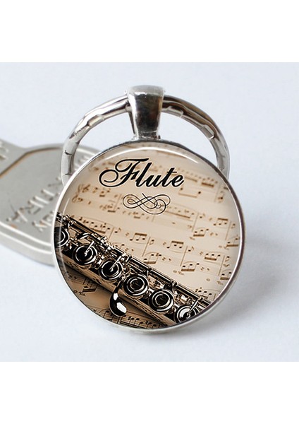 No.2 Boyutu Saksafon Piyano Cam Kolye, Klarnet Flüt Keman Müzik Metal Anahtarlık, Müzik Aletleri Takı, Doğum Günü si (Yurt Dışından)
