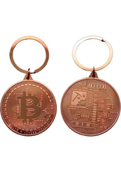 Bakır Tarzı Altın Kaplama Bitcoin Madeni Para Anahtarlık Btc Madeni Para Sanat Koleksiyonu Altın Gümüş Gül Altın Renkli Bit Para Tasarımı Anahtarlık Güzel (Yurt Dışından)