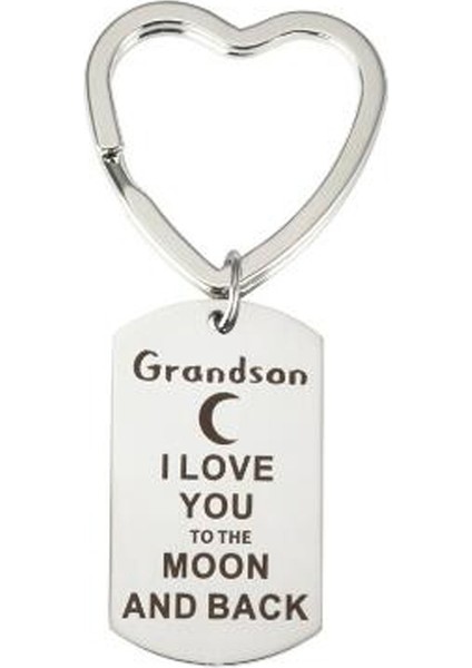 Erkek Torun Babaannetorbacıoğultorbacıkıztorbacı Ay'A Ve Geri Dönüşüme Kadar Seni Seviyorum Paslanmaz Çelik Anahtarlık (Yurt Dışından)