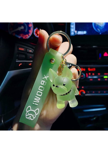 Yeşil Stil Kadın Çanta Asma Kolye Şeffaf Renkli Köpek Anahtarlık Erkek Araba Anahtarlık Noel si (Yurt Dışından)