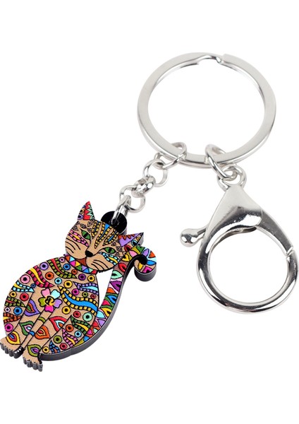 Kırmızı Stil Kadınlar Ve Kızlar Için Akrilik Çiçekli Kedi Anahtarlık Yüzük Anahtarlıklar Hayvan Takıları Pet Çanta Araba Anahtarlık Cüzdan Süsleri ler (Yurt Dışından) fırsatları