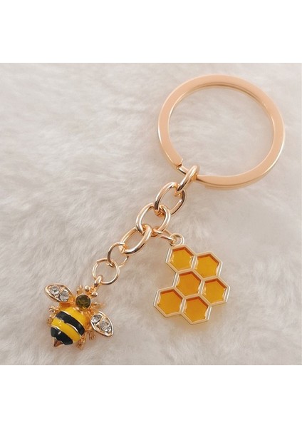 Kırmızı Stil Yaratıcı Sevimli Böcek Emaye Altın Arı Anahtarlık Moda Geometrik Balpeteği Arı Anahtarlık Zinciri Bombus Mücevher (Yurt Dışından) fiyatları
