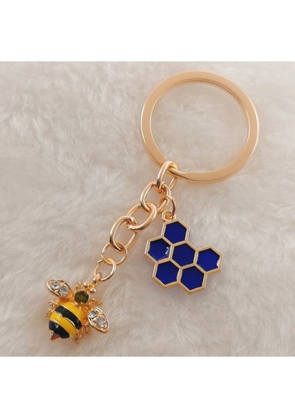 Kırmızı Stil Yaratıcı Sevimli Böcek Emaye Altın Arı Anahtarlık Moda Geometrik Balpeteği Arı Anahtarlık Zinciri Bombus Mücevher (Yurt Dışından) modelleri