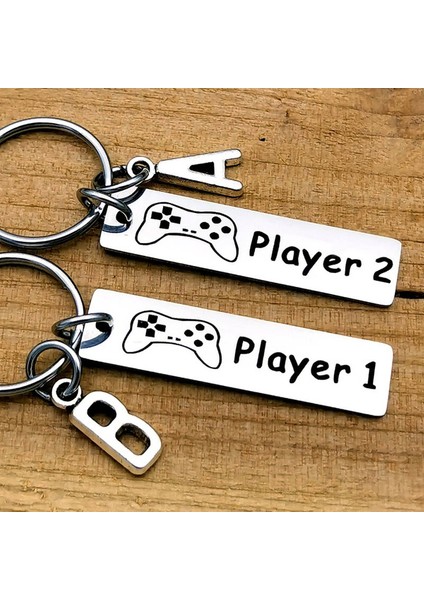 Oyuncu 1 - L Paslanmaz Çelik Çiftler Oyun Anahtarlıkları Oyuncu Çift si Çiftler Seti Yıldönümü leri (Yurt Dışından) fiyatları