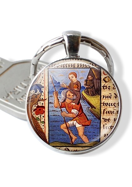 Gümüş Tarzı No.4 Boyutu Seyahat Edenlerin Koruyucu Azizi St Christopher Kolye Anahtarlık St Anthony St Michael St Joseph Jude Clare Takı Şanslı Tılsım (Yurt Dışından) fırsatları