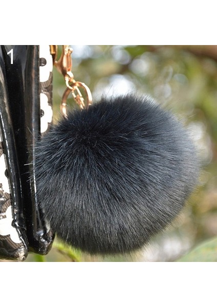 Siyah Stil Moda Aksesuarları Tüylü Top Anahtarlık Çanta Anahtar Asma Kolye Kuyruk Aksesuarları (Yurt Dışından)