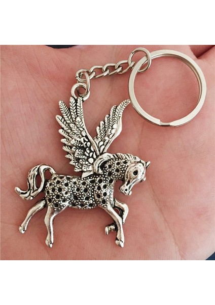 Kişilik Vintage Gümüş Hayvanlar Anahtarlık Pegasus Uçan Zarif Kanatlar At Anahtarlık Kadın Cüzdan Büyük Kolye (Yurt Dışından) modelleri