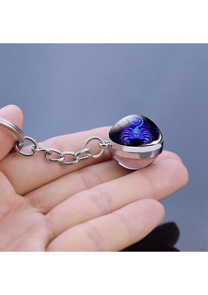 Koç Burcu Çift Taraflı Cam Top 12 Burç Takı Anahtarlık Metal Anahtarlık Tutucu Çiftler Anahtarlık leri Burçlar Takı Aksesuarları (Yurt Dışından) fırsatları