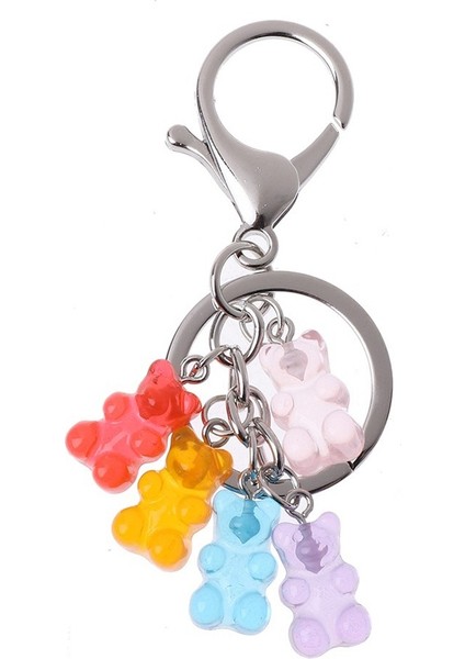 C Kadınlar Için Renkli Ayı Jölesi Şanslı Kolye Anahtarlık Bag Aksesuarları Key Chain Key Ring Mücevher. (Yurt Dışından) fiyatları