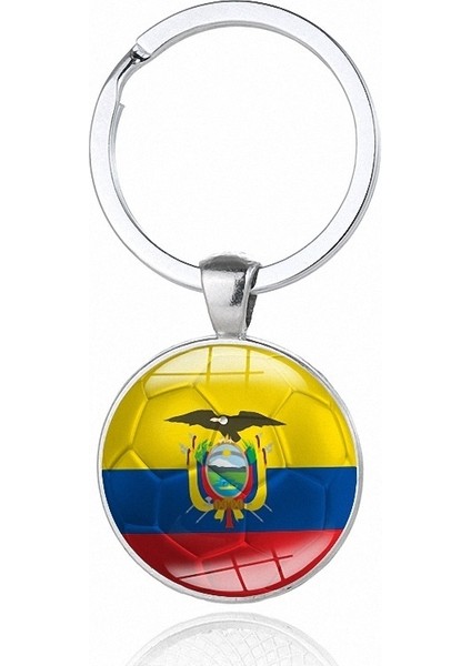 Ekvador Dünya Kupası Futbol Desenli Milli Bayrak Metal Anahtarlık Araba Süsü Alaşım Anahtarlık Anahtarlık Aksesuarı (Yurt Dışından)