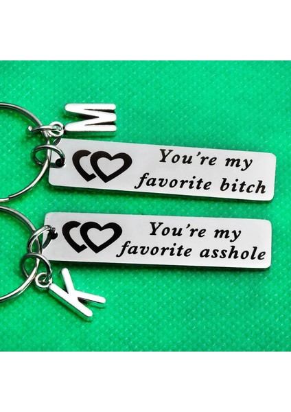 Kaltak D Sen Benim Favori Orospuçocuk Çifti Paslanmaz Çelik Anahtarlık Christmas Yıl Dönümü si Sevgililer Günü si 26 Harf Seçilebilir (Yurt Dışından)