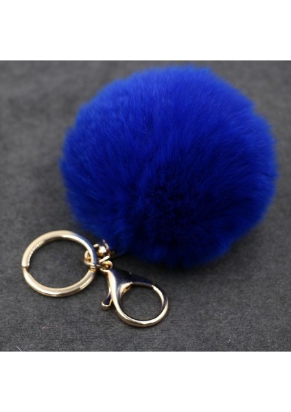 Mavi Stil 8Cm3.14 Inç Gerçek Tavşan Kürk Toplu Peluş Kürk Anahtarlık Pom Pom Anahtarlık Püskül Araba Çanta Anahtarlık Kolye (Yurt Dışından)