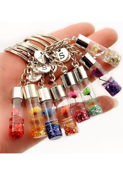 F- El Yapımı Kurutulmuş Çiçek Anahtarlık Kadın Moda Romantik Anahtarlık Sevimli Takı Kolye (Yurt Dışından)