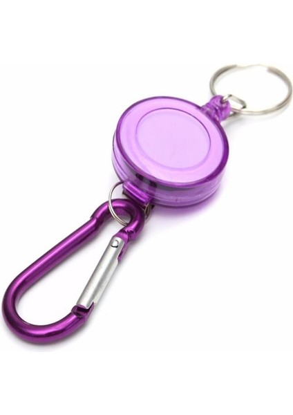 Mor Tarzı Çok Fonksiyonlu Rozet Makarası Geri Sarma Anahtarlık Recoil Yoyo Kayak Geçişi Kimlik Kartı Tutucu Anahtarlık Anahtar Zinciri Çelik Kordon (Yurt Dışından)