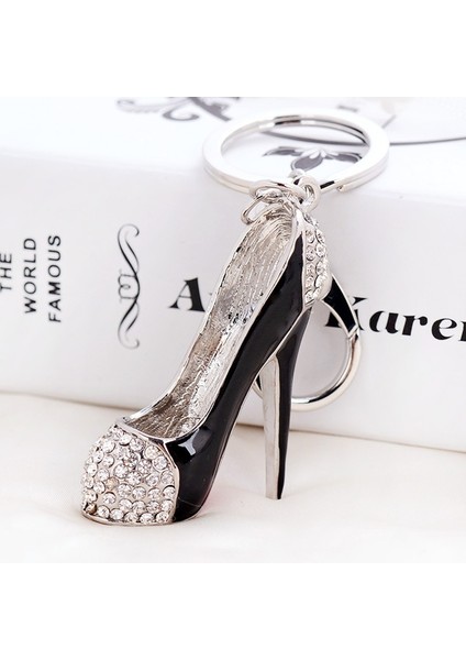 Siyah Stil Moda Emaye Kadın El Çantası Taşlı Anahtarlık Kristal Topuklu Ayakkabı Metal Anahtarlıklar Yenilik Süs Eşyaları (Yurt Dışından) fiyatları