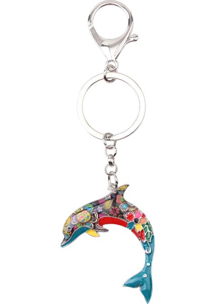 Kırmızı Stil Kadınlar Için Deniz Hayvanı Mücevherleri Yunus Anahtarlık Yüzük Anahtarlık Çanta Cüzdan Araba Anahtar Tutucu (Yurt Dışından) modelleri