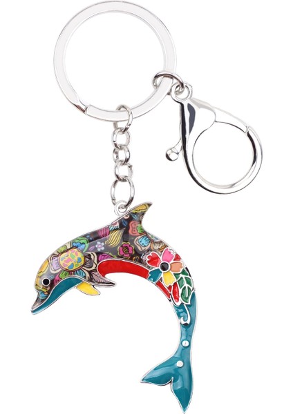 Kırmızı Stil Kadınlar Için Deniz Hayvanı Mücevherleri Yunus Anahtarlık Yüzük Anahtarlık Çanta Cüzdan Araba Anahtar Tutucu (Yurt Dışından) fırsatları