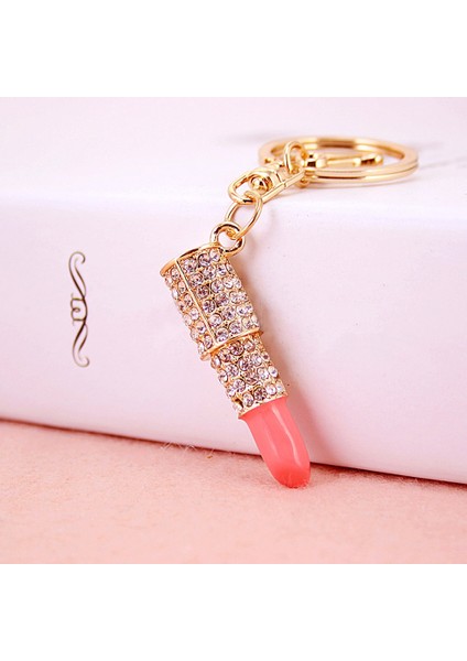 Kırmızı Stil Kristal Taşlı Ruj Makyaj Anahtarlık Çanta Araba Pandantif Anahtarlık (Yurt Dışından) fiyatları