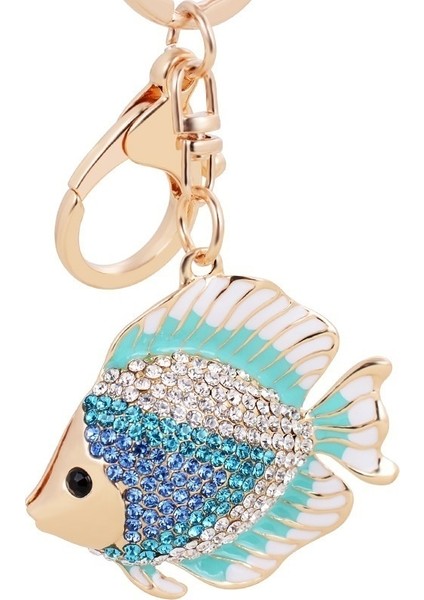 Mavi Stil Sevimli Alabalık Balığı Anahtarlık Kristal Anahtarlık El Çantası Aksesuarı Kolye Anahtarlıklar (Yurt Dışından)
