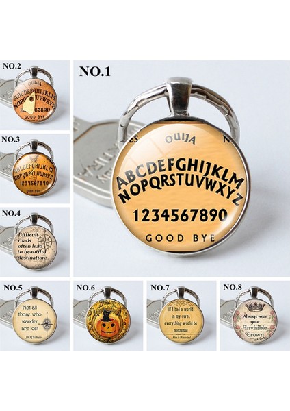 Gümüş Tarzı No.7 Boyutu Vintage Ouija Tahtası Cam Anahtarlık Gümüş Anahtarlık Araba Aksesuarları Çanta Kolye Erkekler Ve Kadınlar Için (Yurt Dışından) modelleri