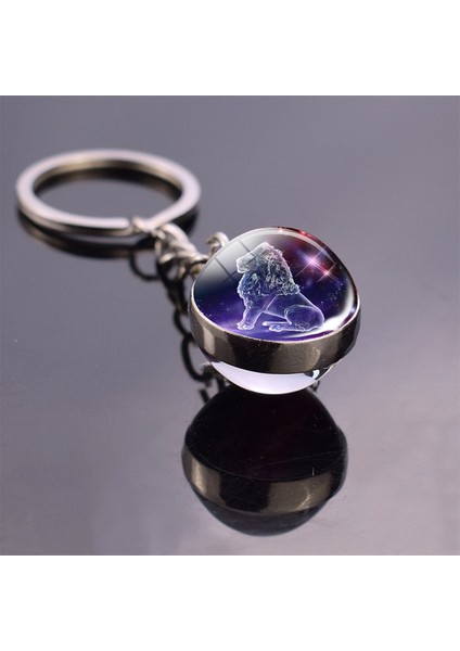 Gümüş Tarzı Aslan 12 Burç Anahtarlık Çift Taraflı Cam Topuzlu Zodiac Takı Boğa Aslan Başak Akrep Balık Noel si (Yurt Dışından) fiyatları