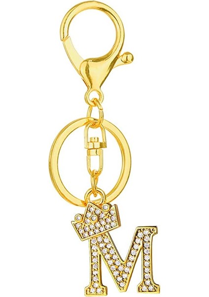 Altın Tarzı N Alfabe Anahtarlık Taç Taşlı Harf A-Z Anahtarlık İlk Anahtarlık (Yurt Dışından)