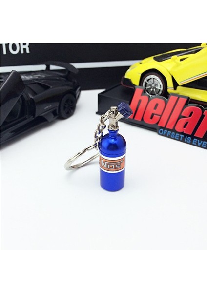 Mavi Stil Yabancı Ticaret Sıcak Anahtarlık Yaratıcı Metal Türbin Çizgi Film Nos Otomobil Parçaları Azot Şişesi Anahtarlık Özel (Yurt Dışından)