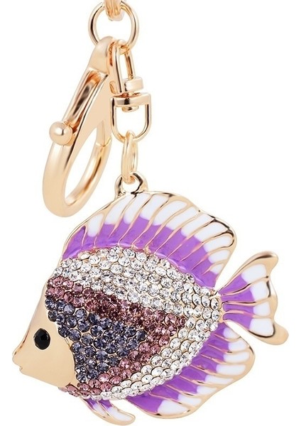 Mor Tarzı Sevimli Alabalık Balığı Anahtarlık Kristal Anahtarlık El Çantası Aksesuarı Kolye Anahtarlıklar (Yurt Dışından)