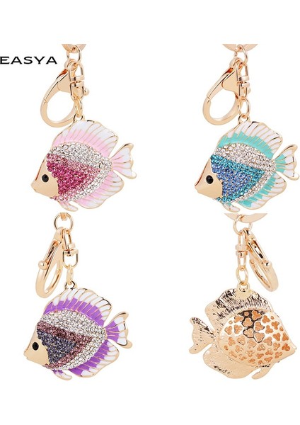 Mor Tarzı Sevimli Alabalık Balığı Anahtarlık Kristal Anahtarlık El Çantası Aksesuarı Kolye Anahtarlıklar (Yurt Dışından) modelleri