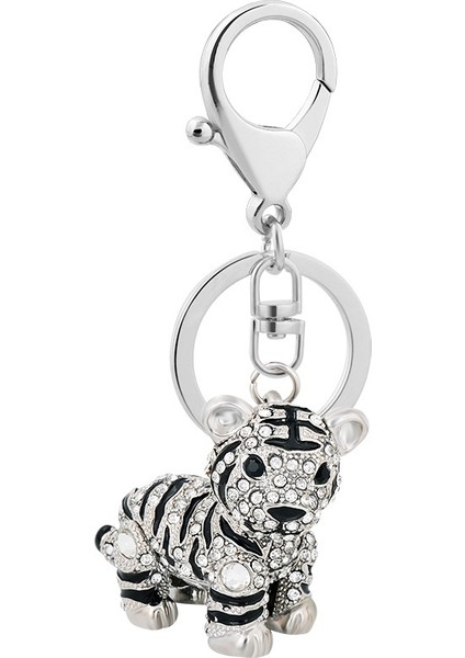 Gümüş Tarzı Benzersiz Araba Anahtarlık Tam Rhinestone Zarif Hayvan Küçük Kaplan Anahtarlık Alaşım Anahtarlık Erkek Anahtarlık (Yurt Dışından) indirimleri