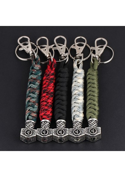 Kırmızı Stil 1 Adet Thor Viking Runes Çekiç Boncuklu Paracord Anahtarlık Anahtarlık Anahtarlık Lobster Toka İle - E-Ticaret Başlığı (Yurt Dışından) fırsatları