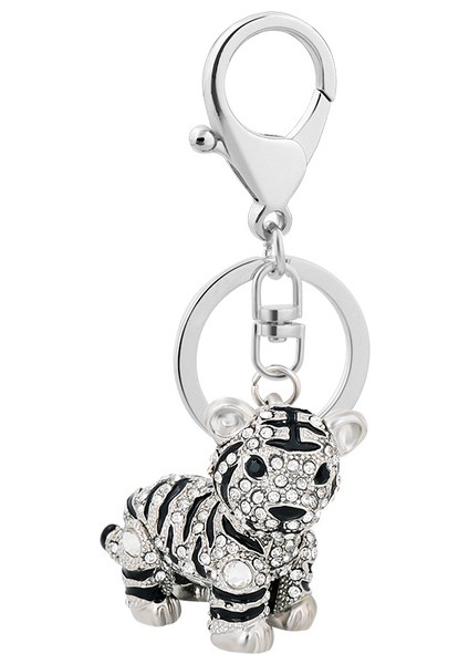 Beyaz Stil Benzersiz Araba Anahtarlık Tam Rhinestone Zarif Hayvan Küçük Kaplan Anahtarlık Alaşım Anahtarlık Erkek Anahtarlık (Yurt Dışından) fiyatları