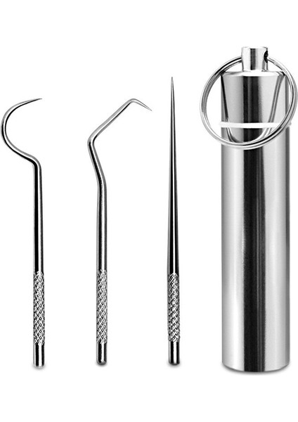 3 Parça Paslanmaz Çelik Diş Teli Ağız Bakımı Diş Ipi Aracı Taşınabilir Anahtarlık Diş Çubuğu Seti (Yurt Dışından)