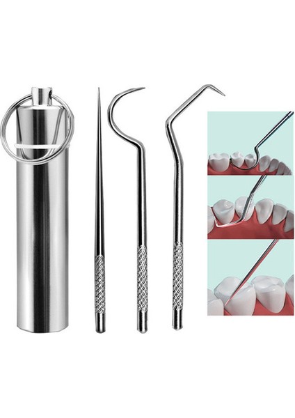 3 Parça Paslanmaz Çelik Diş Teli Ağız Bakımı Diş Ipi Aracı Taşınabilir Anahtarlık Diş Çubuğu Seti (Yurt Dışından) fiyatları