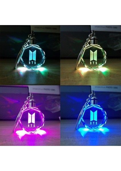 Bts Kpop Led Işıklı Renkli Kristal Anahtarlık Lazer Kazımalı Cam Anahtarlık Okul Çantası (Yurt Dışından) fiyatları