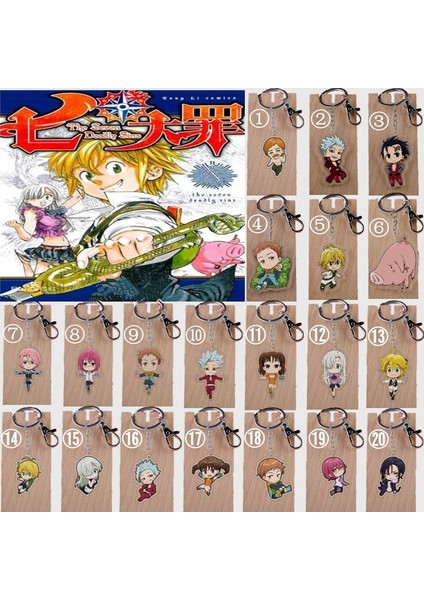 No.9 Boyutu Yedi Ölümcül Anahtarlık Meliodas Anahtarlık Elizabeth Liones Anahtarlık Hawk Kolye Anahtarlık Diane Ban Harlequin Dıy Animasyon Kolye Püskül Papatya Anahtarlık (Yurt Dışından)