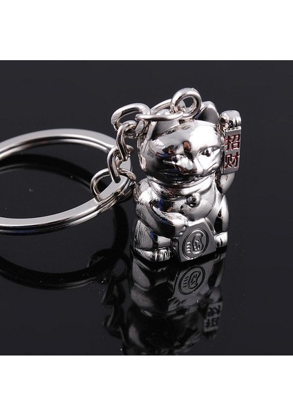 Yeni Gümüş Metal Mini Maneki Neko Şanslı Kedi Sevimli Anahtarlık (Yurt Dışından)