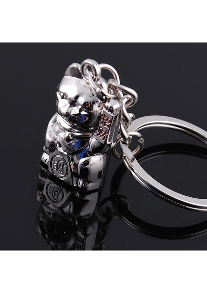 Yeni Gümüş Metal Mini Maneki Neko Şanslı Kedi Sevimli Anahtarlık (Yurt Dışından) modelleri