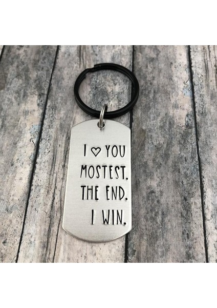 Gümüş Tarzı Sevgilime - Seni En Çok Seviyorum.Son.Ben Kazandım.En Çok Keychain, Eş, Sevgili, Sevgililer Günü si, Yıldönümü (Yurt Dışından)
